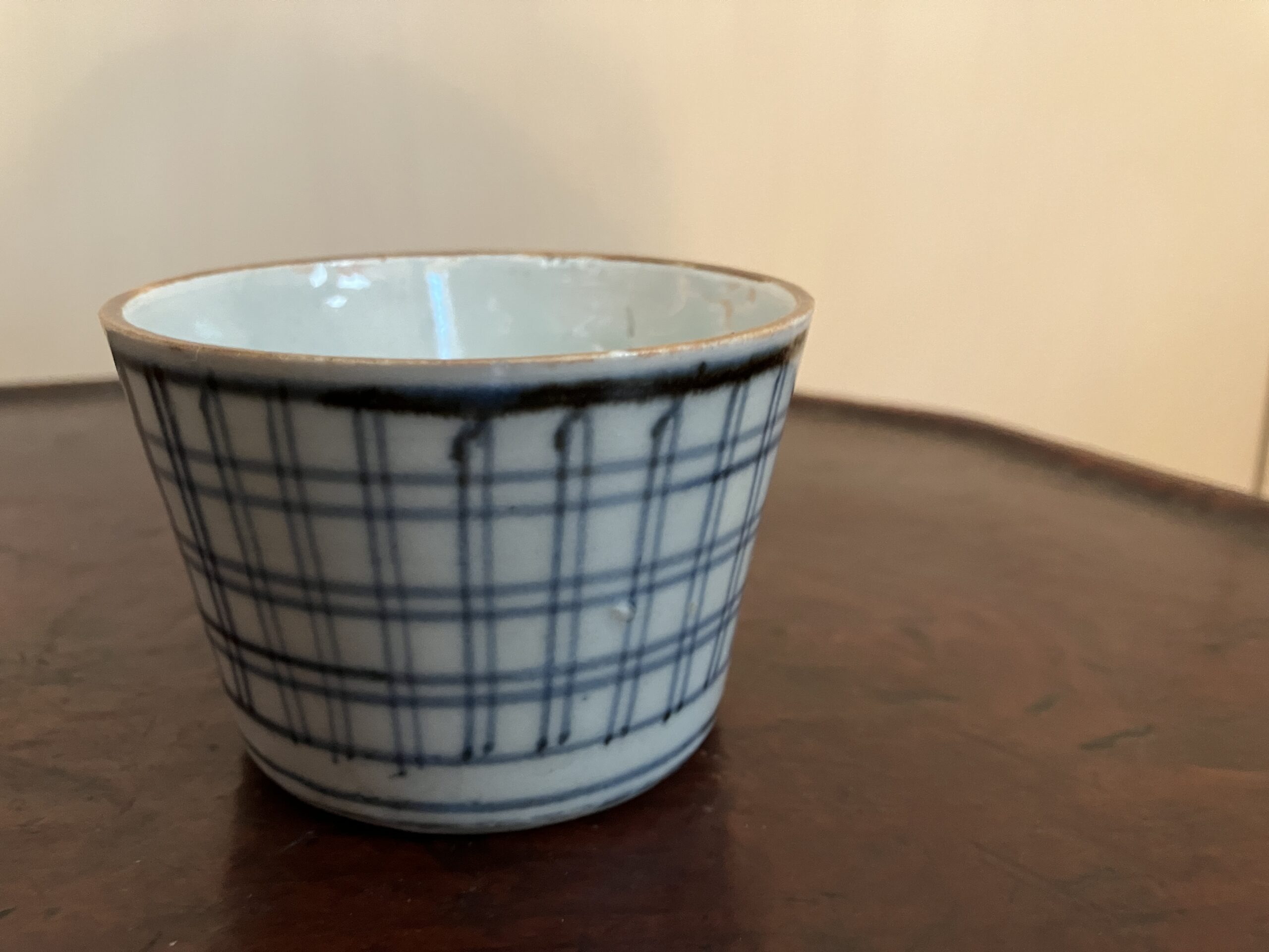 古伊万里そば猪口 格子紋