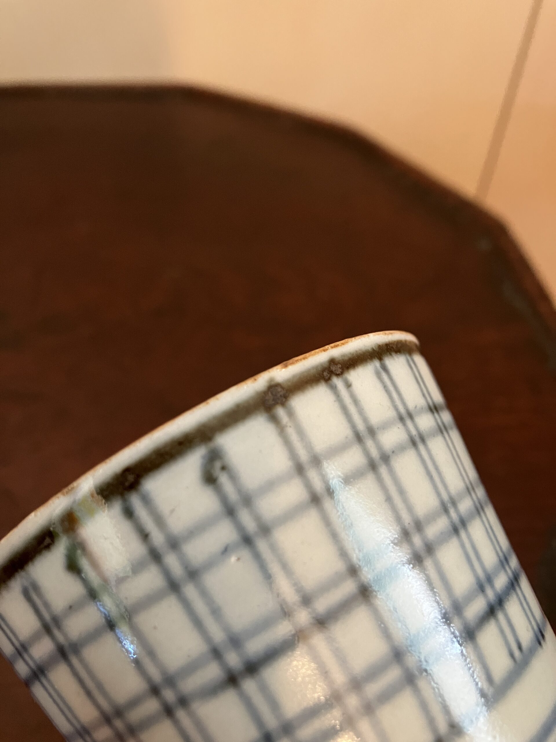 古伊万里そば猪口 格子紋